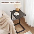 AMHANCIBLE C Shaped Side Table, End Tables Living Room Set of 2, Slide Under Couch Table for Sofa, TV Trays for Bedroom, Small Space, Dark Grey, HET02CDG
