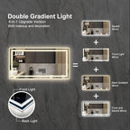 Backlit Bathroom Mirror, 55x30 Inch Gradient Front and Backlit Mirror, 3 Colors Dimmable CRI>90 Double Lights, IP54 Enhanced Anti-Fog, Hanging Plates Wall Mount LED Bathroom Mirror