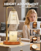 Candle Warmer Lamp with Timer Dimmable, Christmas Birthday Gifts for Women Mom, Adjustable Candle Warming Lamp with 2 Bulbs, Crystal Candle Lamp Warmer for Jar Scented Candles, House Warming