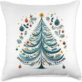 Scandinavian Nordic Winter Boho Christmas Tree Women Throw Pillow