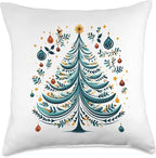 Scandinavian Nordic Winter Boho Christmas Tree Women Throw Pillow