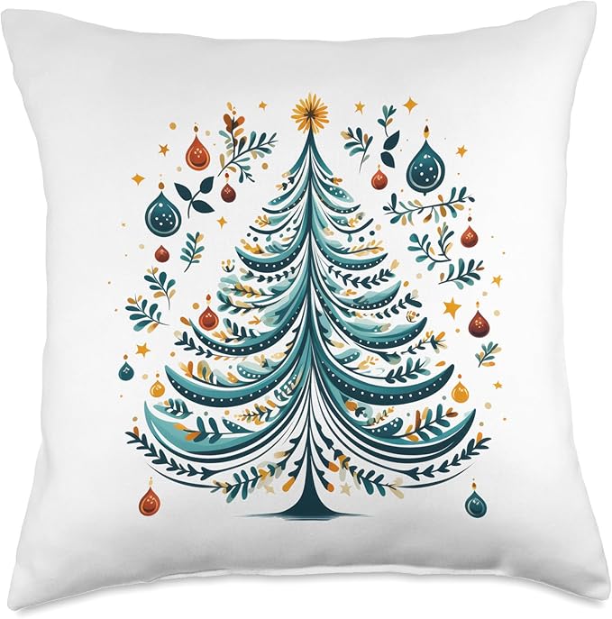 Scandinavian Nordic Winter Boho Christmas Tree Women Throw Pillow