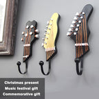 KUNGYO Vintage Guitar Shaped Decorative Hooks Rack Hangers for Hanging Clothes Coats Towels Keys Hats Metal Resin Hooks Wall Mounted Heavy Duty (3-Pack) (Guitar Hook-A)