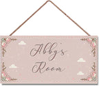 Personalized Sign Flowers Sign For Girls Room Farmhouse Decor Wall Art Home Decor For Kids Room,Custom Name Door Art Decor Decorative Plate for Boys Bedroom