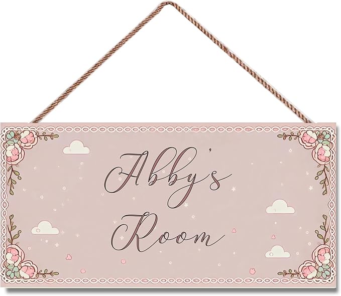Personalized Sign Flowers Sign For Girls Room Farmhouse Decor Wall Art Home Decor For Kids Room,Custom Name Door Art Decor Decorative Plate for Boys Bedroom
