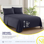 Twin Sheets - Breathable Luxury Sheets with Full Elastic & Secure Corner Straps Built In - 1800 Supreme Collection Extra Soft Deep Pocket Bedding Set, Sheet Set, Twin, Navy