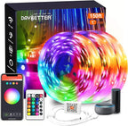 DAYBETTER Smart WiFi Led Lights for Bedroom 150 ft, Tuya App Controlled Led Strip Lights, Compatible with Alexa and Google Assistant, Color Changing Led Light Strip with Remote for Room Party Kitchen