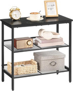 HOOBRO Black Side Table, 3-Tier Metal Side Table, Small Black Table with 2 Flat or Slant Adjustable Shelves for Small Spaces, Hallway, Living Room, Bedroom, Sturdy, Easy Assembly, Black BB23BZ01G1