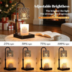 Hong-in Dark Grey Candle Warmer Lamp with Timer -Dimmable Adjustable Height Wax Melt Warmer for Jar Candles,Vintage Home Decor with Elegant Clear Glass,Birthday Gifts for Women, Mom, Friend, Sister