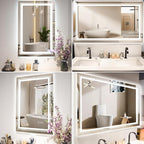 40x36 LED Mirror for Bathroom with Front and Backlit Light Up Digital Mirrors for Wall,Anti Fog,Stepless Dimmable,Tempered Silver Glass Smart Vanity Mirror for Bathroom