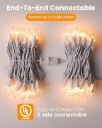 Minetom Clear Christmas Lights Set 100 Count 25 Feet Incandescent Bulb Mini String Lights for Indoor Christmas Tree Garland Birthday Wedding Party Festival Decoration, White Wire
