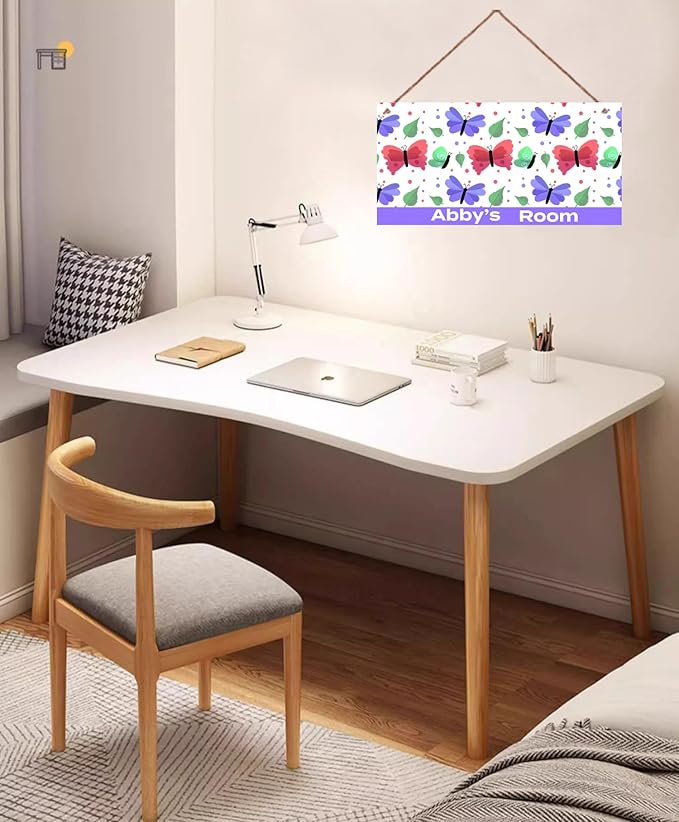 Personalized Sign Cute Butterfly Sign For Kids Room Nursery Door Decor For Girls Room,Custom Name Wall Art Decor Decorative Plate for Boys Bedroom Little Man Cave