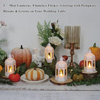 LLQ 8 Pcs Mini Lantern Decor Moroccan Lantern with Flickering LED Candle Table Centerpiece Small Vintage Wedding Hanging Lamp Ornaments Bulk for Wedding Halloween Christmas Party (5 Inch,White)