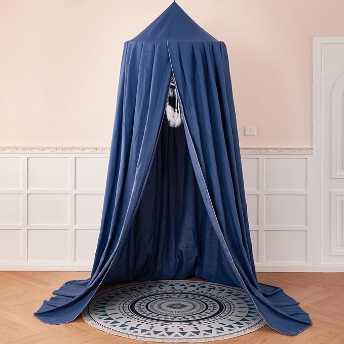 dix-rainbow Princess Decor Canopy for Kids Bed, Soft and Durable Bed Canopy for Girls Room Tent Canopy Dreamy Mosquito Net Bedding, Children Reading Nook Canopies Indoor(Blue)