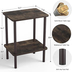 Apicizon 2 Tier End Table, Small Side Table with Solid Wood Legs, Boho Bedside Table with Storage Shelf, Nightstand for Small Spaces, Bedroom, Living Room, Entryway, Easy Assembly, Rustic Oak