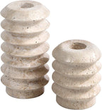 HofferRuffer Travertine Candlestick Holders, Set of 2 Natural Stone Candle Holder Decorative Candle Stands for Wedding, Dinning, Party, Table Centerpieces, Fits 3/4'' Thick Candles (Cream White)