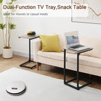 AMHANCIBLE C Shaped Side Table, End Tables Living Room Set of 2, Slide Under Couch Table for Sofa, TV Trays for Bedroom, Small Space, Greige HET02CGY