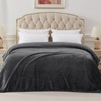 Exclusivo Mezcla Fleece Blanket Queen Size for Bed, Super Soft and Warm, All Season Use, Cozy, Plush, Lightweight, 90x90 Inches, Dark Grey