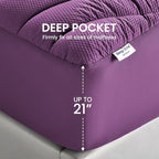 SLEEP ZONE Cooling Mattress Topper Cal King, Premium Zoned Quilted Mattress Pad, Pillow Top Mattress Protector Cover, Machine Wash Durable, Deep Pocket 8-21 inch, Purple, Cal King