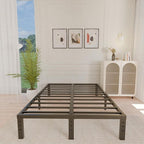 ALDRICH 12 Inch Metal Full Size Bed Frame - Double Black Basic Steel Slats Platform, Easy Assembly Heavy Duty Noise Free Bedframes, No Box Spring Needed