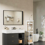 48”x 30” Black Bathroom Mirrors for Over Sink,Large Wall Mounted Rectangular Mirror, Metal Framed, Tempered Glass, Black Bathroom Vanity Mirror, Horizontal/Vertical