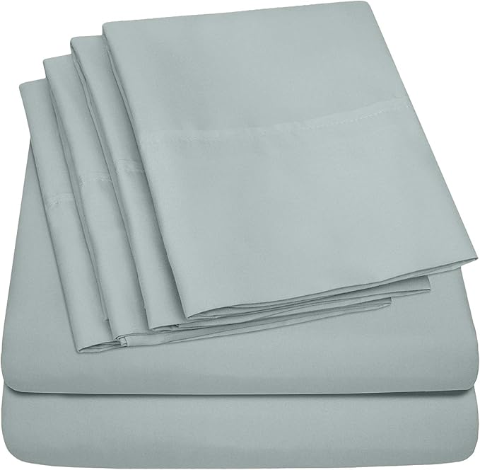 6 Piece Bed Sheet Set, Split King, Slate