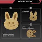 4PCS Wooden Rabbit Shaped Cabinet Knobs, Cabinet Handles, Single Hole Beech Wood Handles, Wood Hooks with Full Set of Screw Accessories