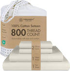 Threadmill Full Size Sheets | 800 Thread Count Bed Sheets with 16” Deep Pocket for Full Size Mattress | Sateen Weave, Better Than Egyptian Cotton, 4-Piece Bedding Set with Cooling Effect | Taupe