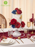 Alecono Artificial Flowers, Red Fake Flowers for Wedding, Burgundy Silk Cake Flowers for DIY Wedding Bouquets Party Decor Table Centerpieces Arrangements
