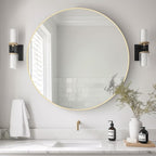 WallBeyond 32 inch Round Mirror Gold Large Circle Wall Mirror for Bathroom with Metal Framed, Round Wall Mirror for Wall Decor, Vanity, Entryway Living Room