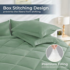 HEVUMYI Light Green Queen Comforter Set - 7-Piece All Season Bed in a Bag Queen, Ultra Soft Bedding Set with Comforter, Flat Sheet, Fitted Sheet, Pillowcases, Pillow Shams