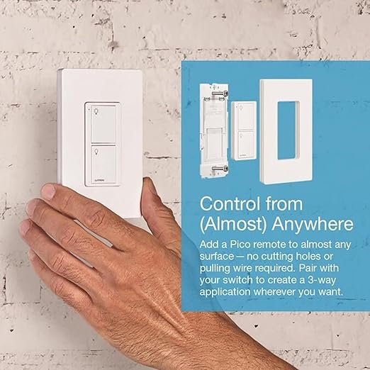 Lutron Caseta Original Smart Light Switch (Lutron Smart Hub Required), for Home, LED Lights, and Fans, 6 Amp, Single-Pole/3-Way, Neutral Required, PD-6ANS-LA-6-Pack, Almond, 6 Pack