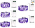 5 Pack Fairy Lights Battery Operated, 7 Feet 20 Led String Lights with Timer, Waterproof Firefly Lights for Party Haunted House Indoor Outdoor Halloween Decorations, 6 Hours on/18 Hours Off, Purple