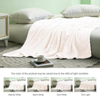 Exclusivo Mezcla Fleece Queen Size Blanket for Bed, 90x90 Inches Soft Cozy Jacquard Flannel Blankets, Lightweight Fuzzy Plush Warm for Winter, Off White