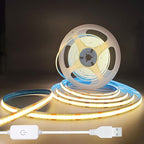 A 5V USB LED Light Strip, COB LED Strip Lights, White 5V LED Lights, Small LED Strip Light, TV Lights for TV Under Cabinet Kitchen Living Room Shelving or Displays (Warm 3.28ft)