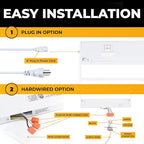 LED Under Cabinet Lighting Hardwired - 3CCT 24 Inch White Finish - Undercabinet Lights for Kitchen - Linkable Undercounter Dimmable Plug in Light or Hard Wired - Under Counter Fixture Direct Wire