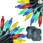Twinkle Star 2 Pack Battery Operated Christmas Lights, Total 32 FT 100 LED Outdoor Christmas Lights with 8 Modes, Xmas Tree Lights Waterproof for Patio Garden Party Wedding Holiday Decor Multicolor