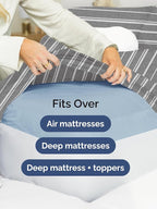 Extra Deep Split King Sheet Set - 7 Piece Breathable & Cooling Sheets - Hotel Luxury Bed Sheets Set - Easy Fit - Soft, Wrinkle Free & Comfy Sheets Set - Grey Striped Sheet Set w/Extra Deep Pockets