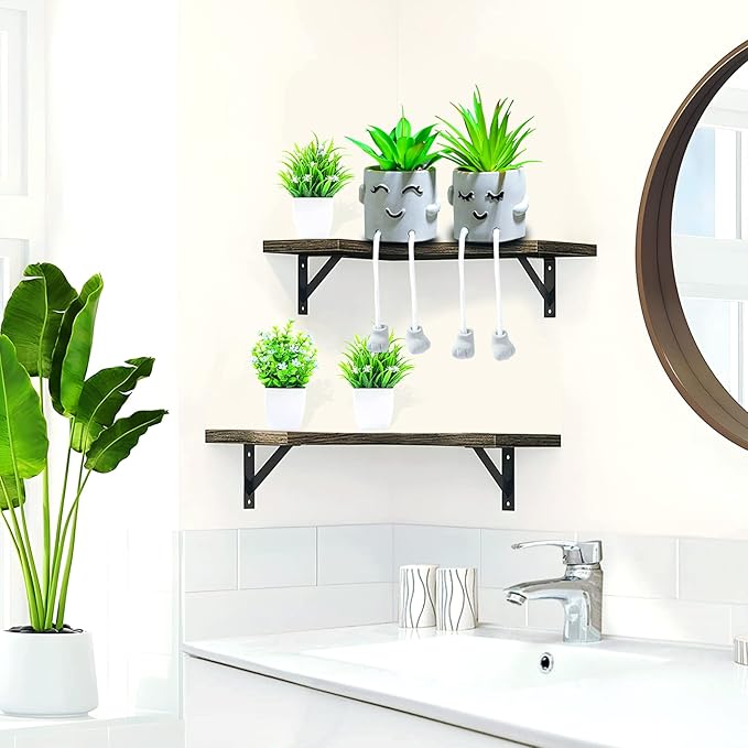 2Pack Fake Plants in Cute Pots, Indoor Faux Plants Decorations Lifelike with Artificial Flowers for Office Bathroom Bedroom Living Room Kitchen Home Farmhouse Shelf Decor D