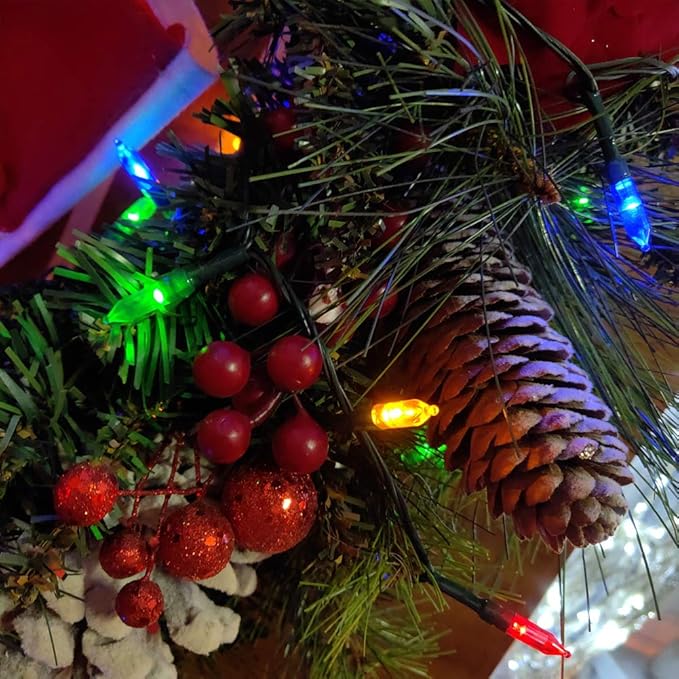 50-Count 8 Modes Christmas Lights with Timer, 18ft Battery Operated String Light Mini Lights Set for Indoor Outdoor Wreath Decor Christmas Tree Thanksgiving Day, Multicolor