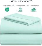 LuxClub 3 PC Sheet Set Bed Sheets Deep Pockets 16" Eco Friendly Wrinkle Free Cooling Machine Washable Hotel Bedding Silky Soft - Aquamarine Twin XL