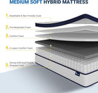 Avenco Queen Mattress in a Box, 12 Inch Hybrid Size Mattresses with Comfort Foam and Pocket Coils, Colchones Queen for Pressure Relief & Motion Isolation