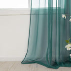 HUTO Dark Teal Green Sheer Curtains 54 inches Long for Bedroom Top Rod Pocket Sheer Window Panels Curtains for Nursery Living Room 52 by 54 Inch Length Set of 2