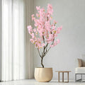Faux Modern Pink Cherry Blossom Tree 7ft(84in)Tall Artificial Japanese Sakura Tree Decor Natural Fake Pink Floral Tree for Wedding Realistic Silk Plant in Pot for Home Living Room,Office,Outdoor Decor