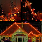 Brizled C9 Orange Lights, 16ft 25 LED Halloween Lights Connectable, UL Certified Orange Light String, Outdoor Lighting Black Wire for Halloween Thanksgiving Tree Patio Garden Party