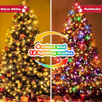 Battery Christmas Lights 4 Pack, 17ft 50 LED Dual Color Changing Mini String Light with 3 Auto-Timer Options and 12 Lighting Modes Waterproof Tree Lights (Warm White & Multicolor, 50 LEDs x 4 Pack)