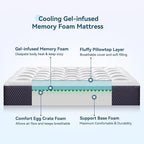 ONENICE 12 Inch Queen Mattress in a Box, Breathable Gel-Memory Foam Plus Pillowtop Mattress for Pressure Relief, CertiPUR-US Certified Bed in a Box, Fiberglass-Free