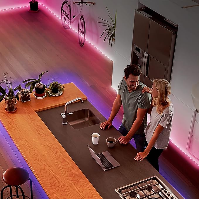 DAYBETTER Led Strip Lights 200 ft (4 Rolls of 50 ft) Ultra Long Smart Light Strips with App Voice Control Remote, RGB Music Sync Color Changing Lights for Bedroom, Kitchen, Party,Home Decoration
