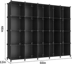 HOMIDEC 20 Black Cube Storage Organizer, Modular Storage Shelf with Hammer, Cubes Storage Bin Cabinet Closet Bookshelf for Living Room, Bedroom, Office, Each Cube Size 11.8 x 11.8 inch