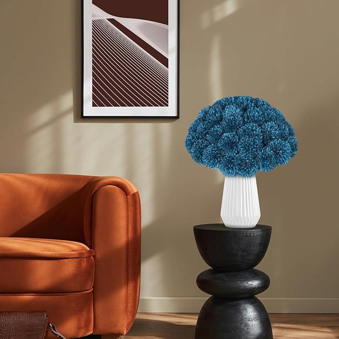 36 Pcs Artificial Chrysanthemums Flowers Silk Teal Ball Flower Fake Mums Flowers for Christmas Wedding Floral Table Centerpiece Home Decor